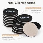 CO-Z 16pcs Felt Furniture Sliders