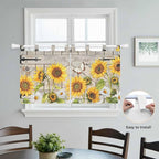 Farm Flowers Kitchen Curtains 24 Inch Length, Small Window Curtains Tab Top - Image 4