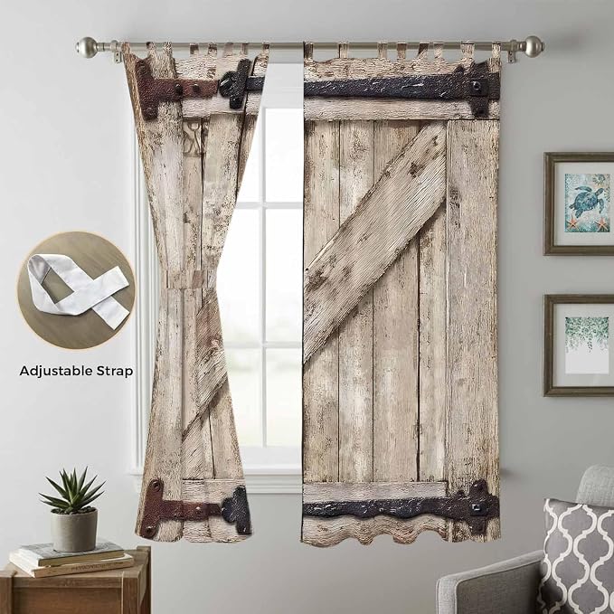 Farmhouse Wood Grain Living Room Curtains 96 Inch Length, Window Curtains Tab - Image 5