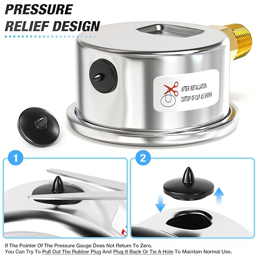 MEANLIN MEASURE 0~200Psi Dry Pressure Gauge Stainless Steel 1/4" NPT 2" FACE - Image 6