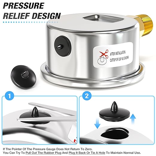 MEANLIN MEASURE 0~15Psi Dry Low Pressure Gauge Stainless Steel 1/4" NPT 2" FACE - Image 6