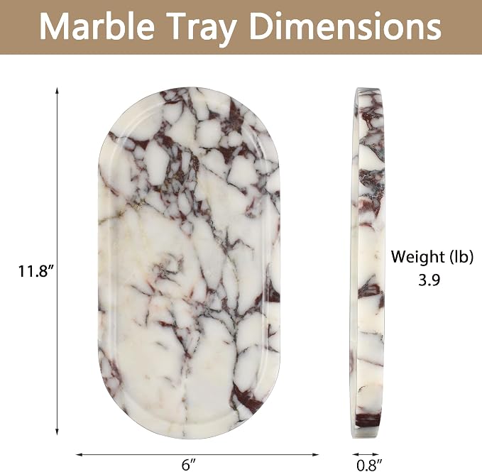100% Real Natural Marble Tray for Bathroom, Luxury Calacatta Viola Stone Vanity - Image 8