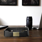 SANZIE Luxury Leather Tray Desktop Storage Catchall Organizer Decorative Tray