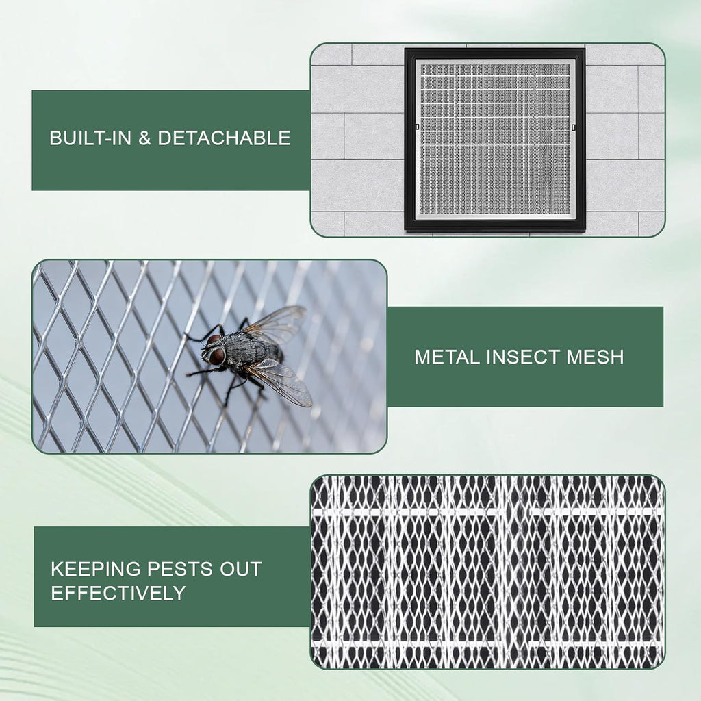 2-Pack Paintable Gable Vents - 18" x 18" Aluminum with Screen