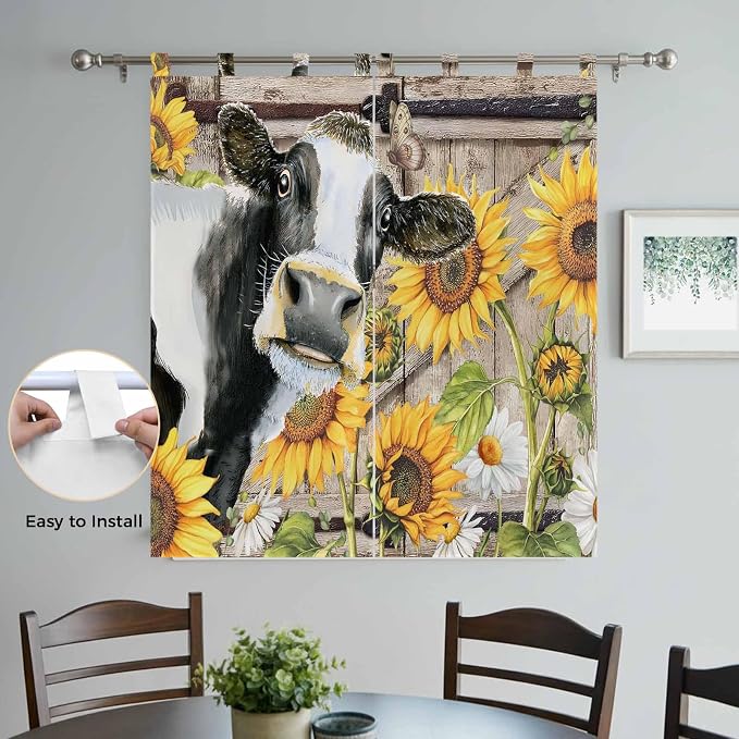 Retro Farmhouse Flower Bedroom Curtains 72 Inch Length, Window Curtains Tab Top - Image 4