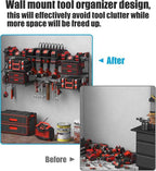 CCCEI Black Power Tool Organizer Wall Mount, Large Tools and Battery Storage