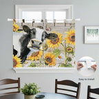 Yellow Sunflowers Kitchen Curtains 45 Inch Length, Short Cafe Window Curtains - Image 4