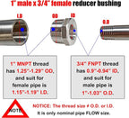 2 Pcs Reducer Hex Bushing, 304 Stainless Steel 1" Male NPT to 3/4" Female NPT（ - Image 2