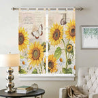Yellow Sunflowers Living Room Curtains 84 Inch Length, Window Curtains Tab Top - Image 2