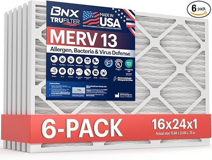 BNX TruFilter 16x24x1 Air Filter MERV 13 by BNX