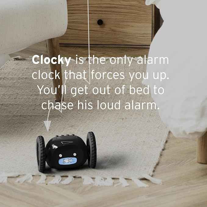 CLOCKY Extra Loud Alarm Clock for Heavy Sleepers on Wheels Rolls Runaway