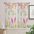 Happy Easter Bedroom Curtains 63 Inches length, Spring Farmhouse Bunny Eggs - Image 2