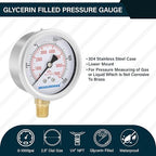 MEASUREMAN 2-1/2inch Dial Size, Liquid Filled Pressure Gauge, 0-1000psi/7000kpa - Image 2