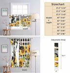 Retro Sunflowers Kitchen Curtains 36 Inch Length, Small Window Curtains Tab Top - Image 8