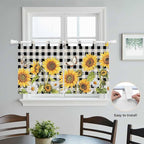 Sunflowers Kitchen Curtains 24 Inch Length, Small Window Curtains Tab Top - Image 4