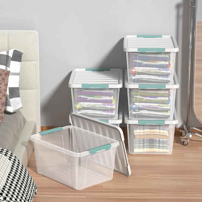 Zopnny 35 Qt. Stackable Plastic Storage Bins