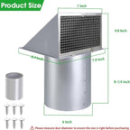 6 Inch Hooded Wall Vent with Screen and Damper, 6 Inch Exhaust Vent Cover Cap - Image 2