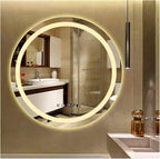 Round Bathroom Mirror with LED Lights and Demister，Round LED Bathroom Mirror by ZXCASDF