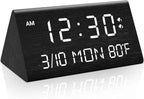 Kogonee Wooden Digital Alarm Clock, 0-100% Dimmer, 2 Alarm Settings,