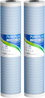 PUREPLUS 20" x 4.5" Whole House Activated Carbon Water Filter, Enhanced Lead by PUREPLUS