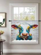Sheer Curtains 54 Inch Length, Rustic Cow Semi Sheer Curtains Light Filtering - Image 2
