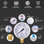 0-100 Psi Glycerin Liquid Filled Low Pressure Gauge, 2.5" Dial Size, 1/4" NPT - Image 3