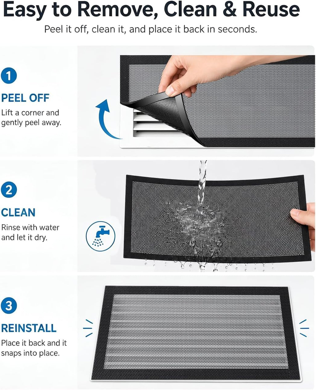 4 Pack Magnetic Mesh Vent Covers, 15.7 x 11.8 Inch Cut to Fit