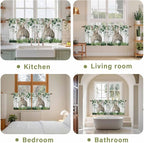 Easter Tier Curtains, Country Rabbit Botanical Leaves Wooden Grain Light - Image 8