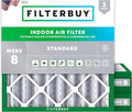 Filterbuy 25x25x4 Air Filter MERV 8 Essential Dust & Allergy Defense, by Filterbuy