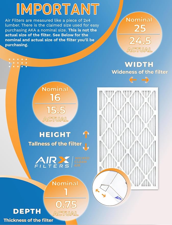 16x25x1 Air Filter MERV 8 Rating, 12 Pack of Furnace Filters Comparable to MPR - Image 2
