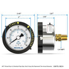 MEANLIN MEASURE 0~60Psi Stainless Steel Start and Clean Filter Pressure Gauge - Image 2