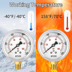 0-1500 Psi Glycerin Liquid Filled Hydraulic Pressure Gauge, 2.5" Dial Size - Image 6