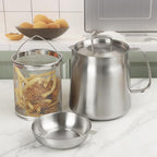 68oz 304 Stainless Steel Oil Filter Pot, Heavy Duty Bacon Grease Container & - Image 9
