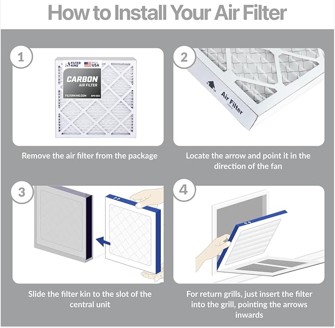 Filter King 16x32x1 Air Filter | 4-PACK | Carbon MERV 8 HVAC Pleated A/C - Image 4