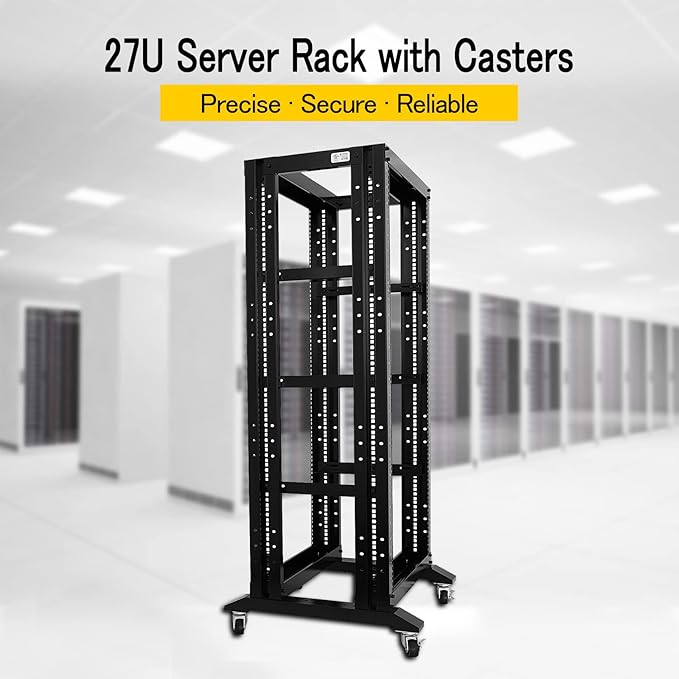 RAISING ELECTRONICS 27U 4 Post Open Frame Network Server Rack 19inch Width - Image 2