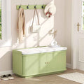 Hall Tree with Bench and Shoe Storage, Entryway Bench with Sliding Door Cabinet