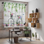 Spring Kitchen Curtains, Bicycles Botanical Rose Leaves Butterfly Wood Grain - Image 6