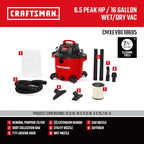 CRAFTSMAN CMXEVBE18695 16 Gallon 6.5 Peak HP Wet Dry Vac, Heavy-Duty Shop - Image 3
