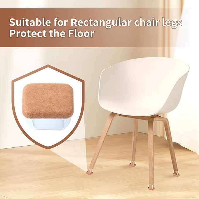 Ezprotekt 8 Pcs Rectangle Clear Felt Chair Leg Floor Protectors