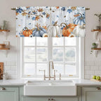 Fall Blue Maple Kitchen Tier Curtains 36 Inch Long 2 Panel Set, Rod Pocket Half - Image 3