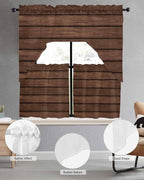 Brown Wooden Board Swag Kitchen Curtains Valance and Tier Set, Vintage Wood - Image 5