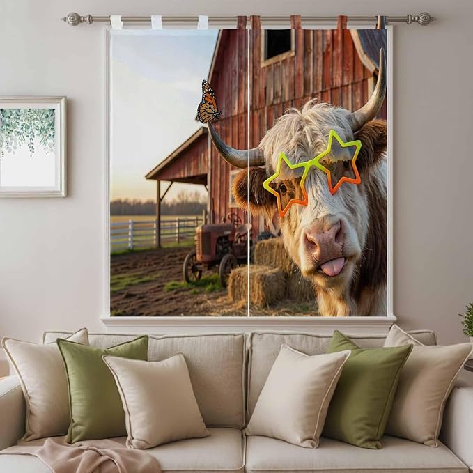 Farm Yaks Bedroom Curtains 72 Inch Length, Window Curtains Tab Top, Farmhouse - Image 9
