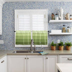 Gradient Green Wooden Board Window Valance Curtains, Retro Country Wood Grain - Image 9