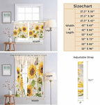 Yellow Sunflowers Kitchen Curtains 45 Inch Length, Short Cafe Window Curtains - Image 8