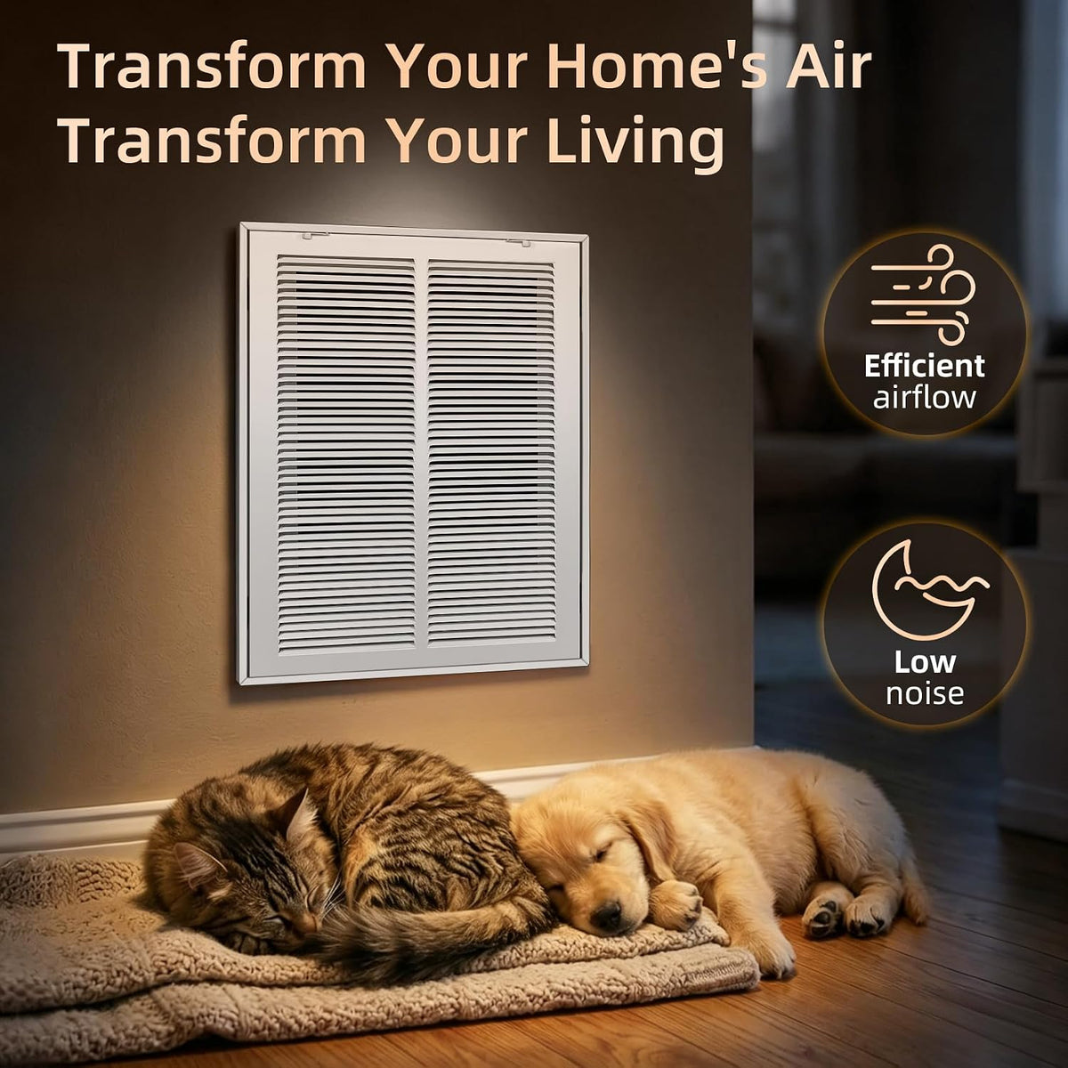 Return Air Filter Grille for 14x20 Ducts, Steel Air Vent Cover with