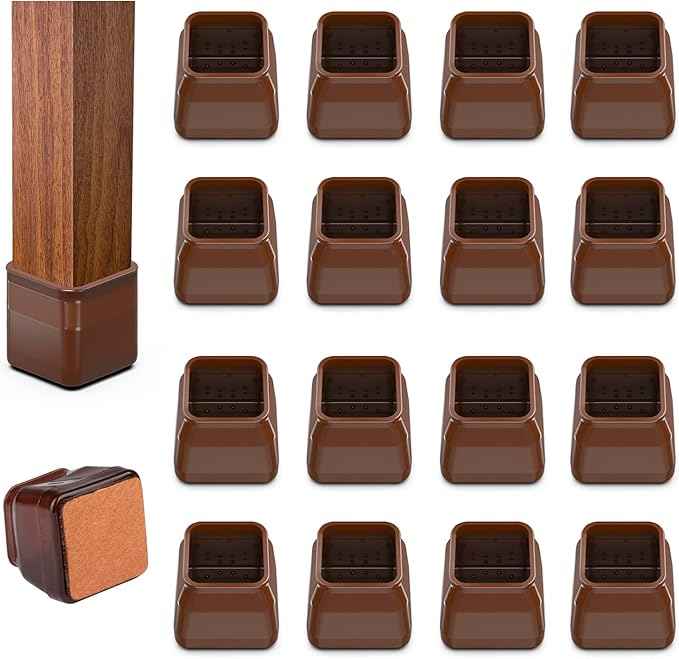 16pcs Square Chair Leg Floor Protectors, Felt Pads Chair Leg Protectors