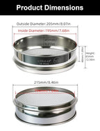 All 304 Stainless Steel 10 Mesh Test Sieve, 8 Inch/20cm Diameter, Lab Sifter & - Image 5