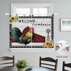 Farmhouse Rooster Kitchen Curtains 45 Inch Length, Short Cafe Window Curtains - Image 4