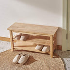 XKZG Storage Bench Wooden Shoe Rack Bench Simple Style Wood Entryway Bench - Image 7