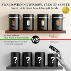 Veken Coffee Canister with Window, Airtight Stainless Steel Pantry Container - Image 2